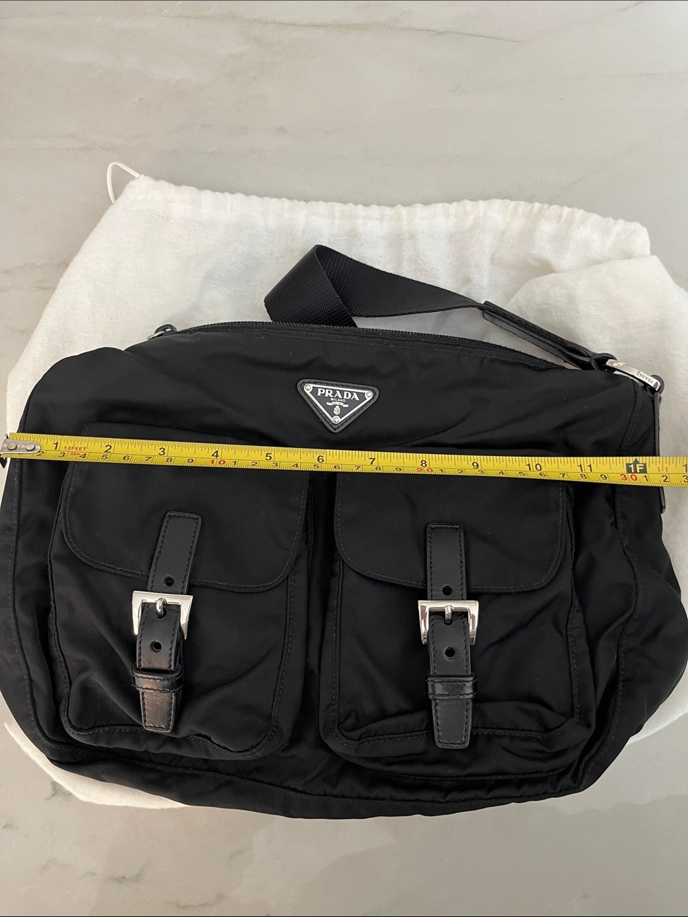 Prada Black Nylon Bandoliera Vela Messenger Bag with Front Buckle Pockets - Picture 5 of 7